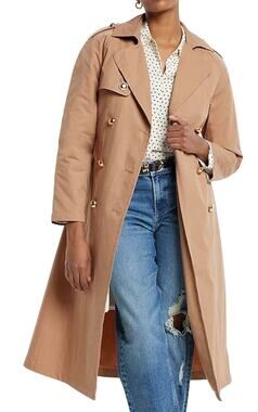 EXPRESS SHERPA LINED NOVELTY BUTTON BELTED TRENCH COAT, PECAN SIZE XL (Z0930H)